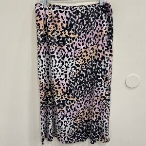 Veronica Beard Diane Stretch Silk Leopard Print Midi Slip Skirt Lilac Multi 10